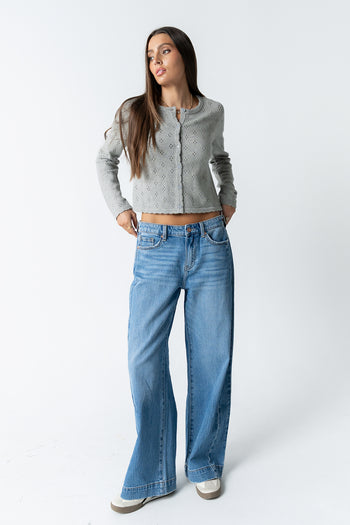 Kandy Scalloped Sweater in Grey - FINAL SALE