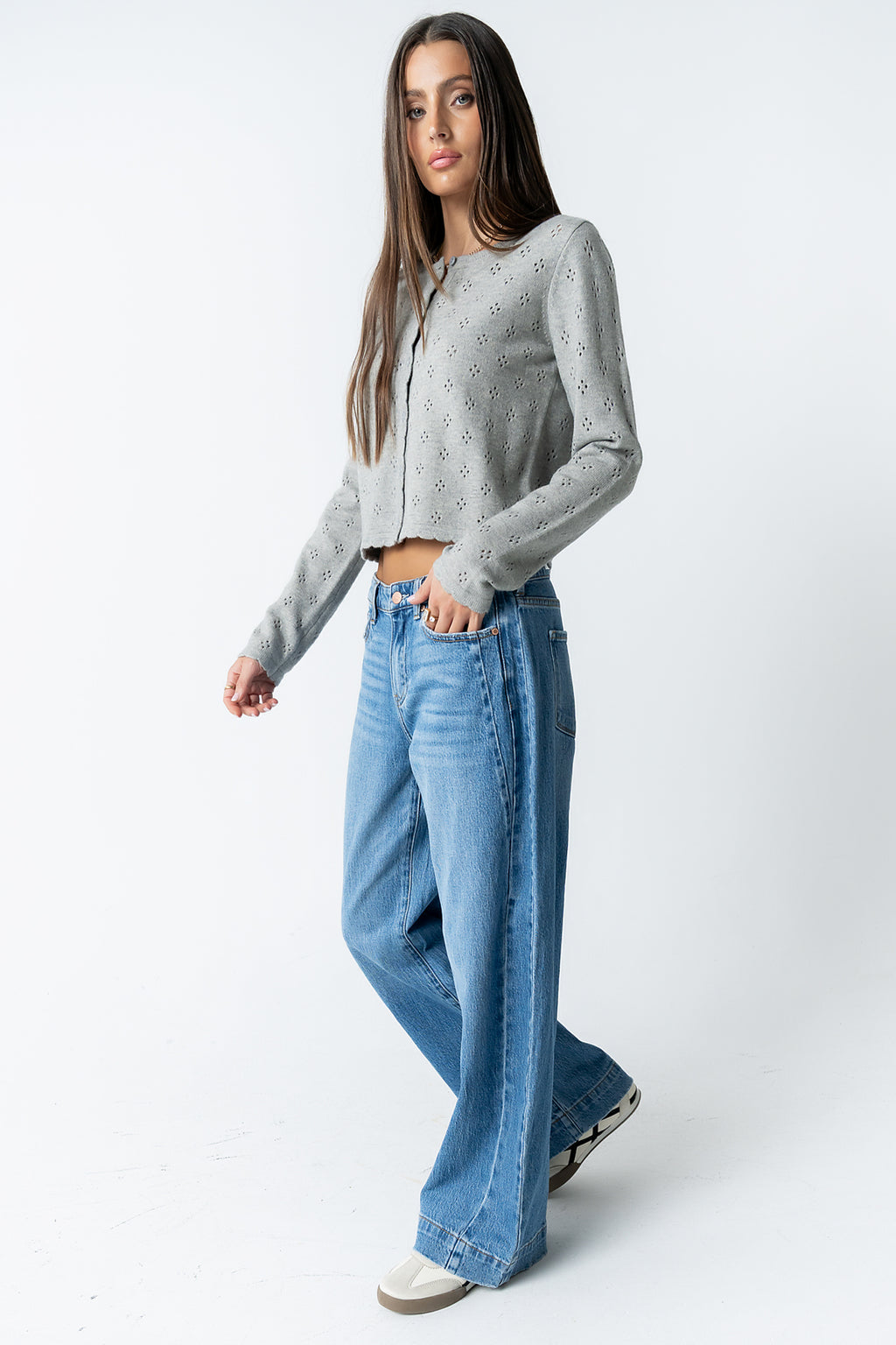Kandy Scalloped Sweater in Grey - FINAL SALE