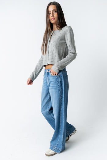 Kandy Scalloped Sweater in Grey - FINAL SALE