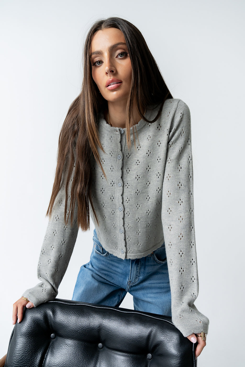 Kandy Scalloped Sweater in Grey - FINAL SALE