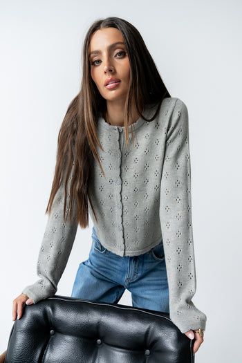 Kandy Scalloped Sweater in Grey - FINAL SALE