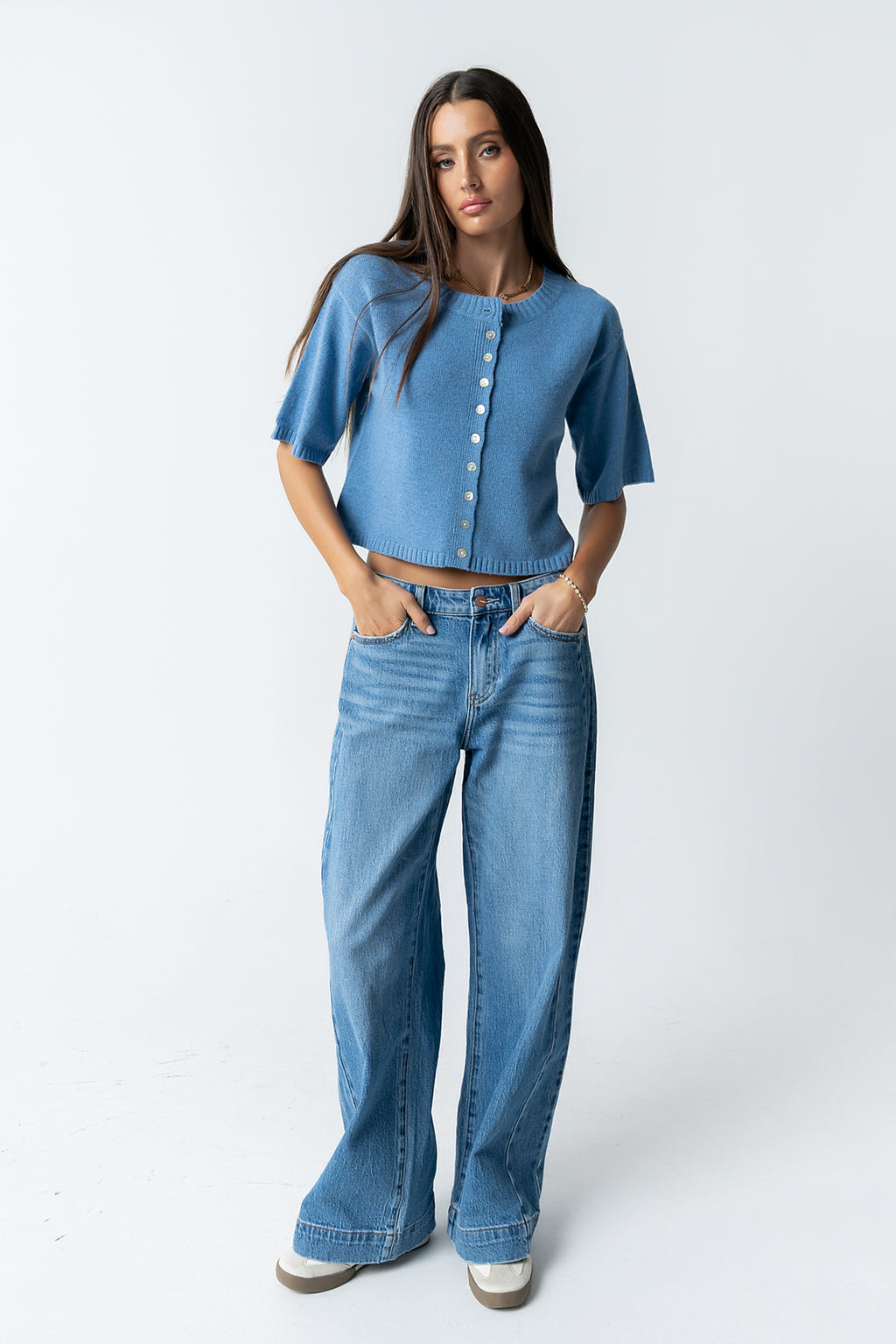 Macey Knit Sweater in Blue - FINAL SALE