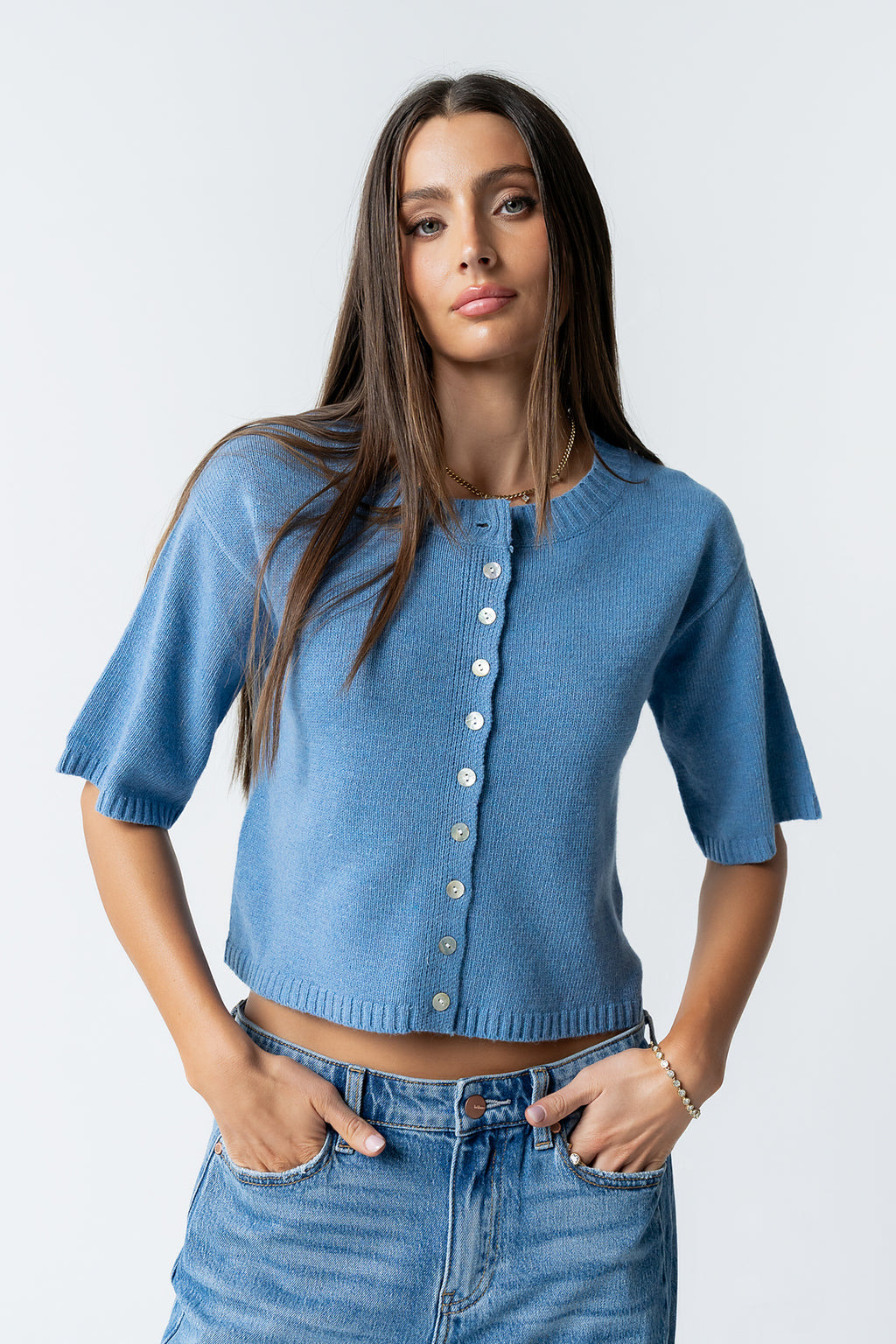 Macey Knit Sweater in Blue - FINAL SALE
