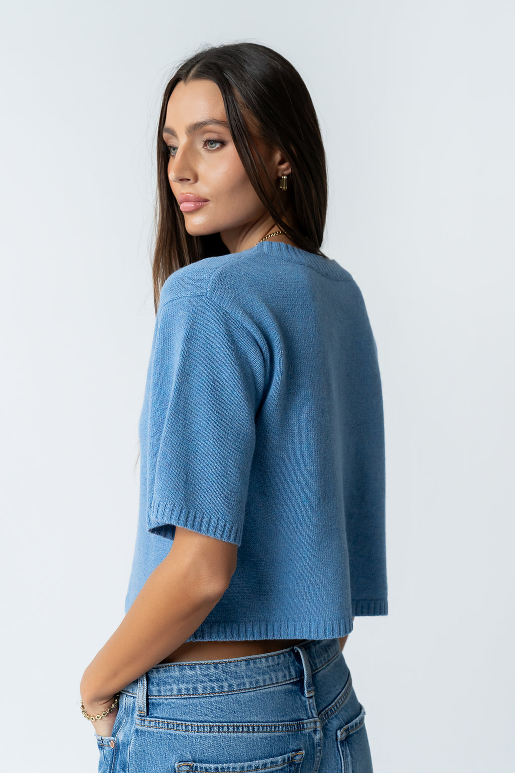 Macey Knit Sweater in Blue - FINAL SALE