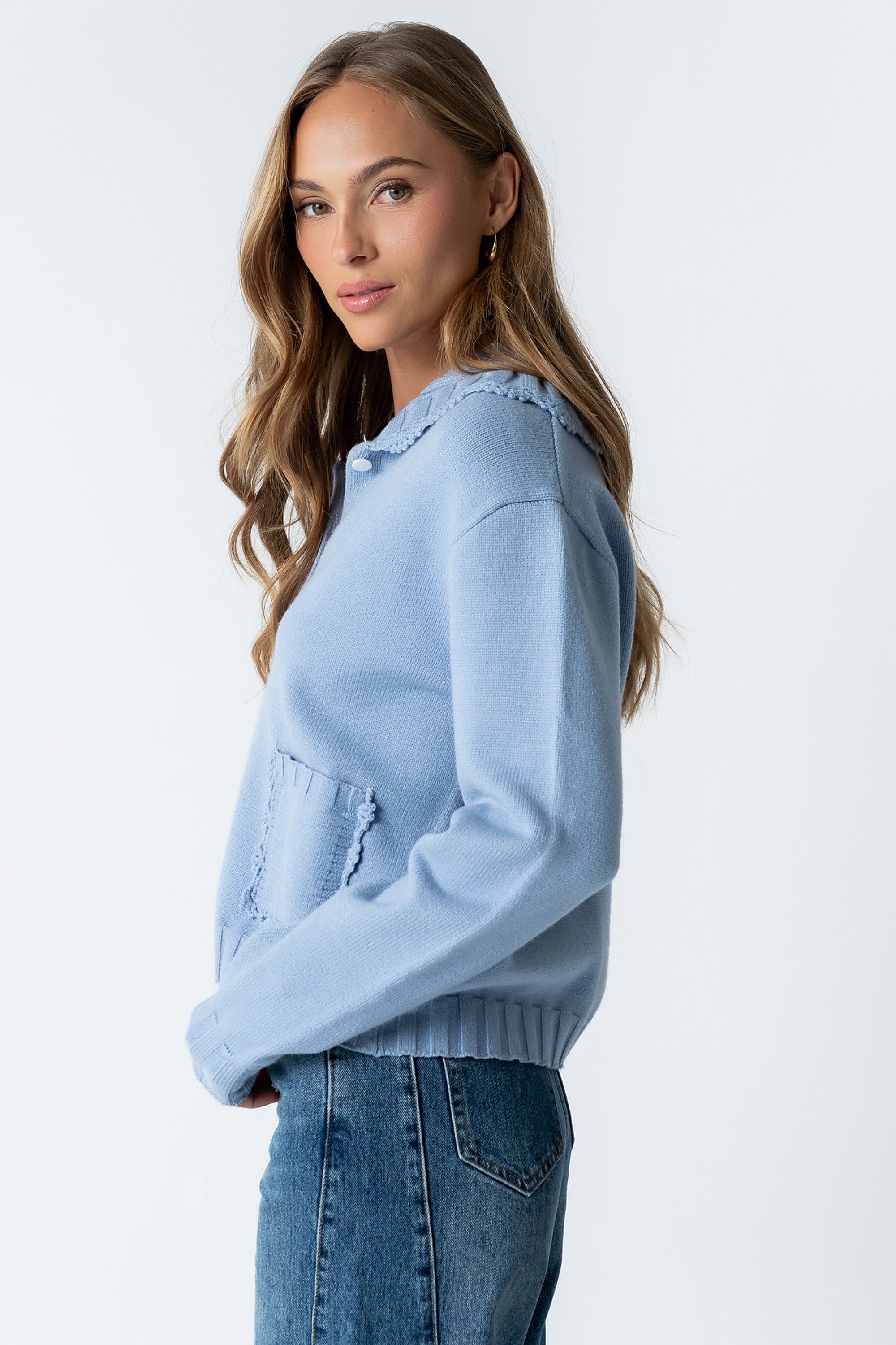 Tacie Knit Cardigan in Dusty Blue - FINAL SALE