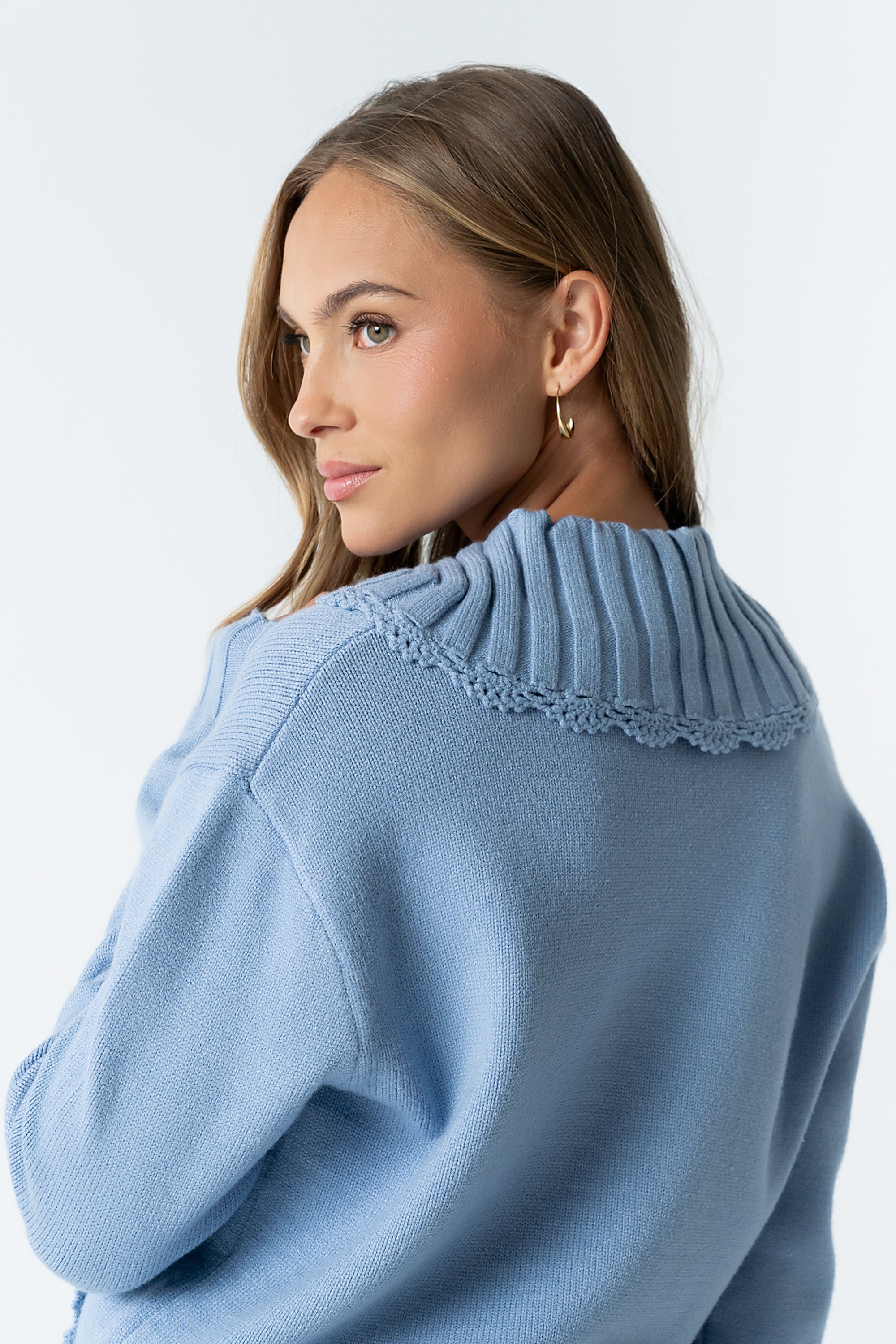 Tacie Knit Cardigan in Dusty Blue - FINAL SALE