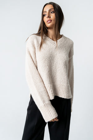 Junie Fuzzy Sweater in Cream