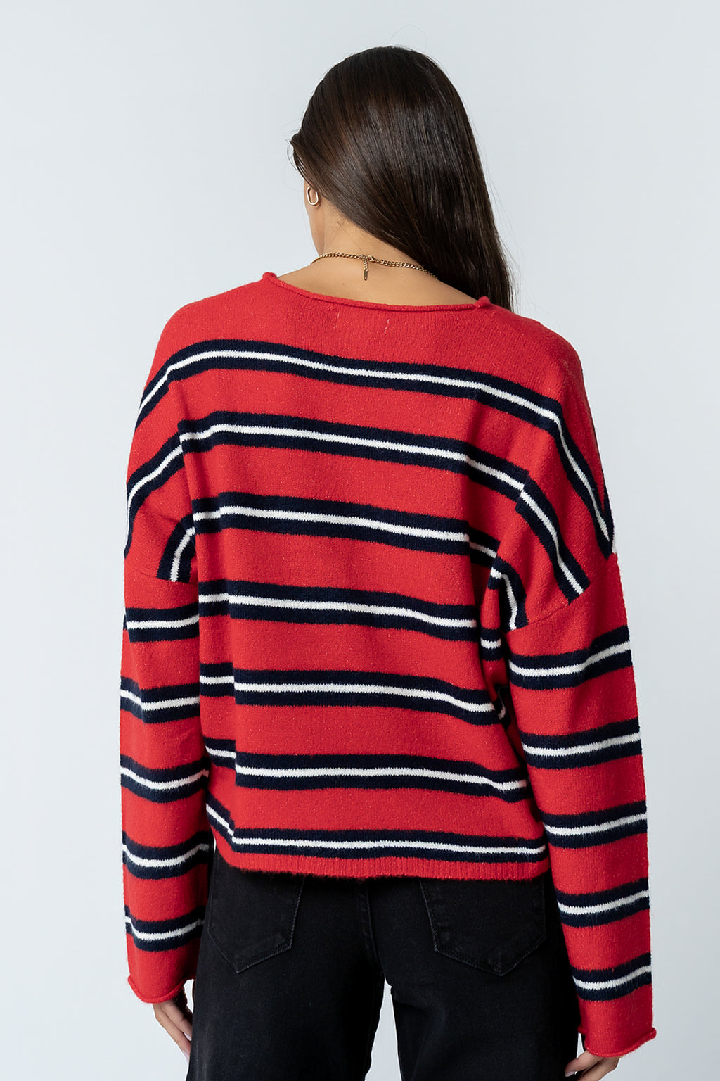 Mariah Striped Cardigan in Red - FINAL SALE