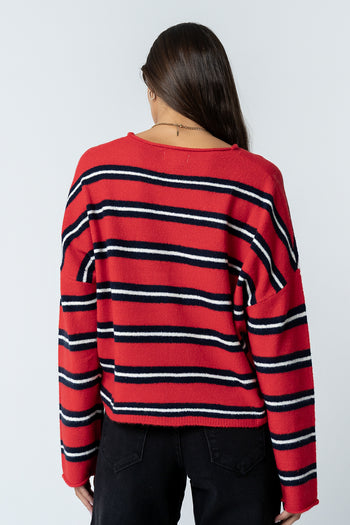 Mariah Striped Cardigan in Red - FINAL SALE
