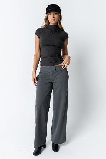 Kara Mock Neck Top in Charcoal