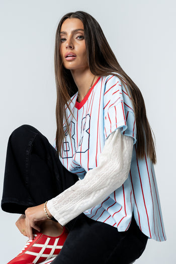Home Run Oversized Tee in Blue