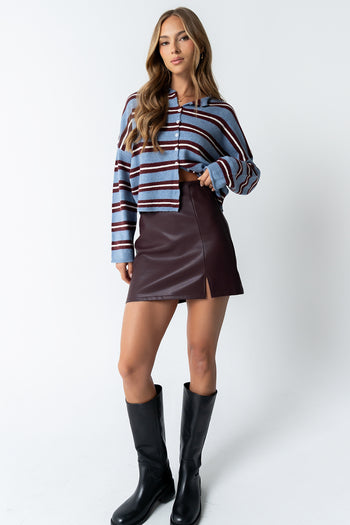 Mariah Striped Cardigan in Navy