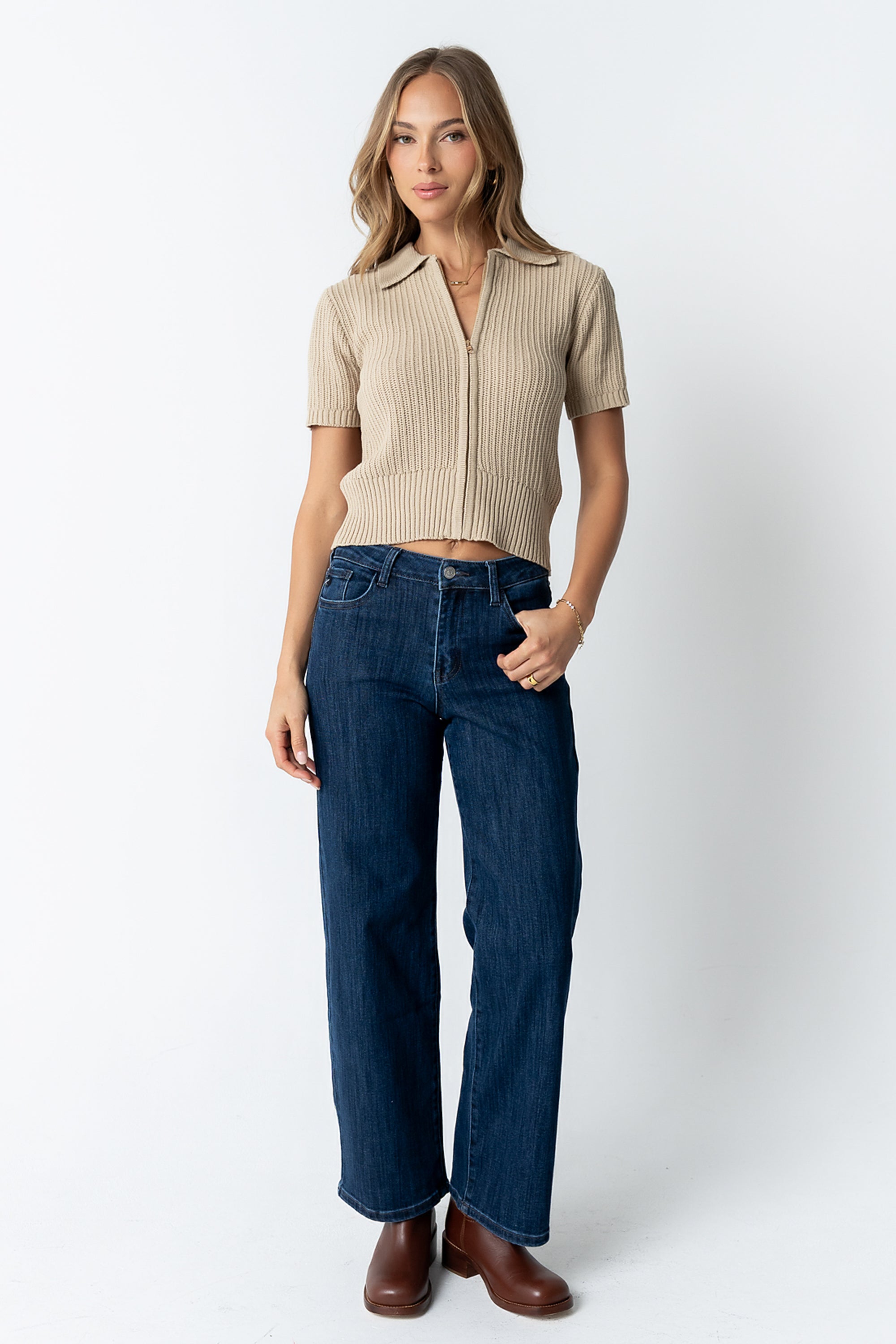 「Rumi」BELVET Rigid Baggy Denim Rumi Wide Leg Jeans - FINAL SALE