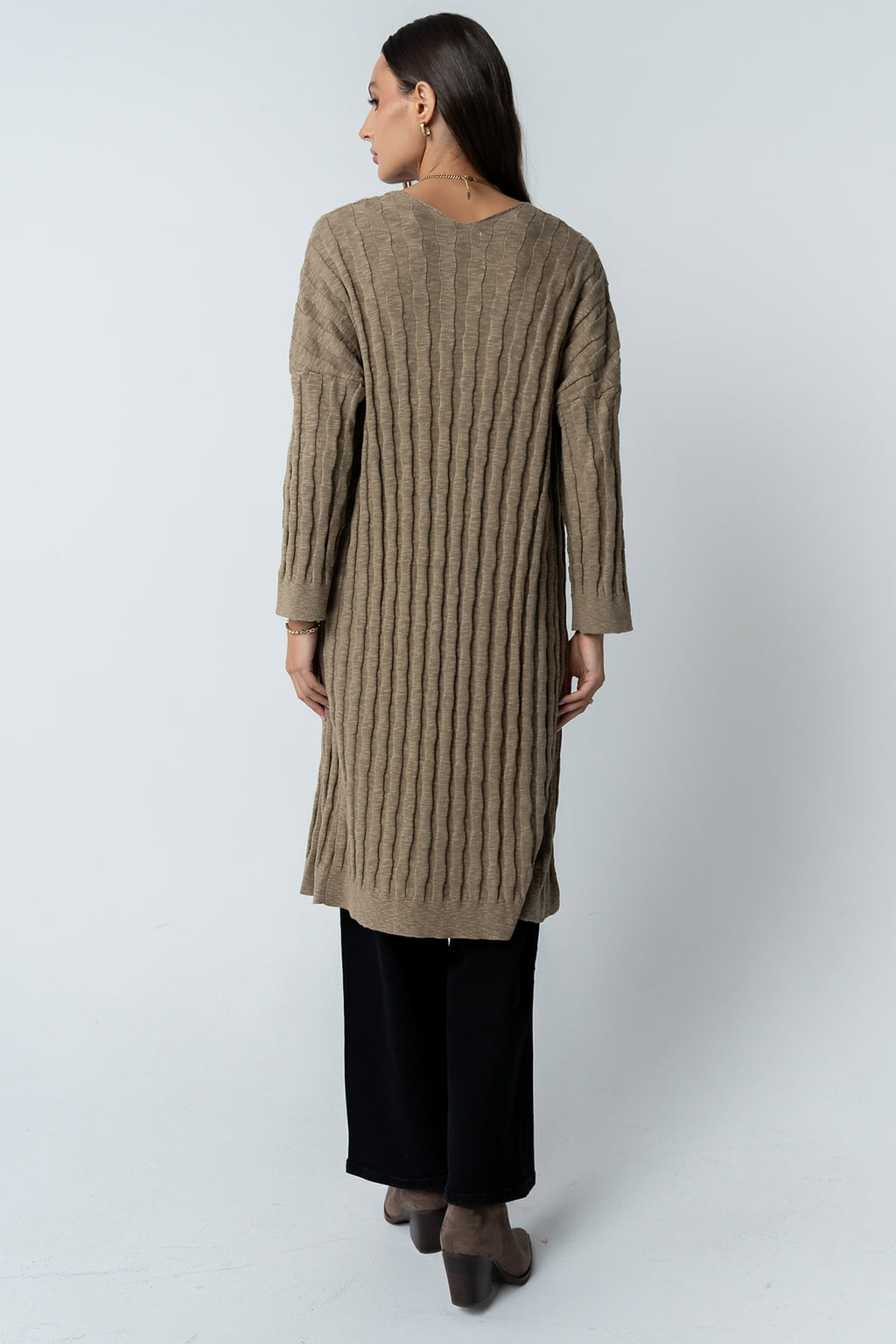 Eve Ribbed Duster in Taupe - FINAL SALE
