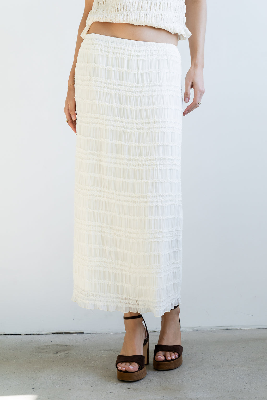 Marcus Chiffon Maxi Skirt in Cream