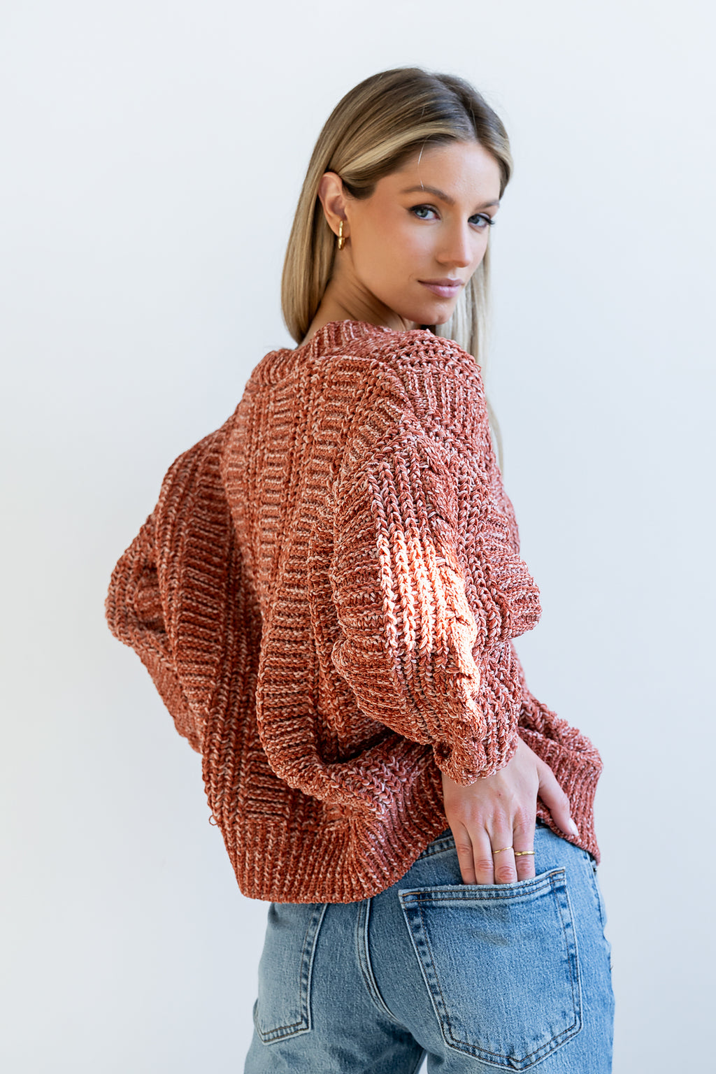 Brett Oversized Cardigan in Brick - FINAL SALE