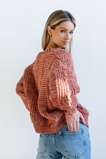 Brett Oversized Cardigan in Brick - FINAL SALE