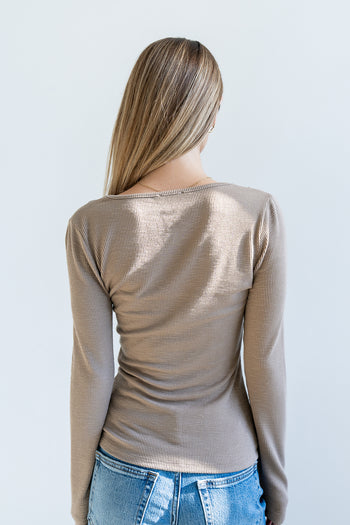 Bennet Lace Trim Top in Mocha - FINAL SALE