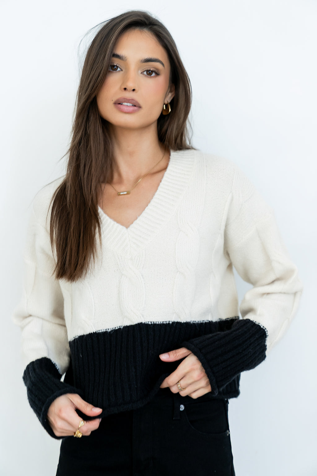 Beckham Cable Knit Sweater in Oatmeal