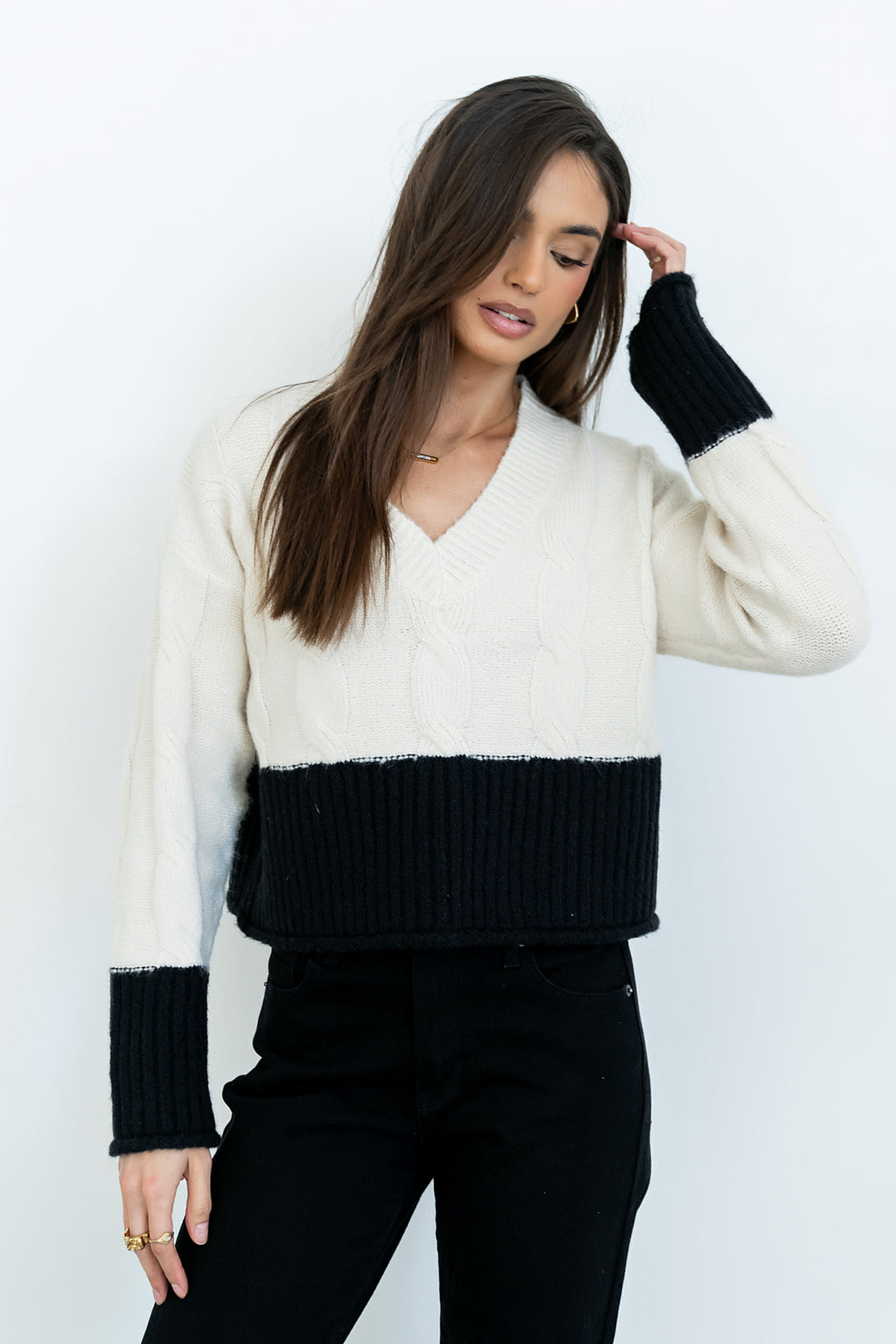 Beckham Cable Knit Sweater in Oatmeal