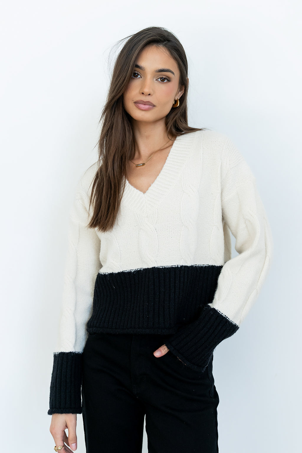 Beckham Cable Knit Sweater in Oatmeal