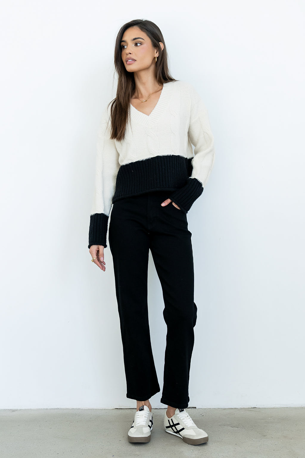 Beckham Cable Knit Sweater in Oatmeal