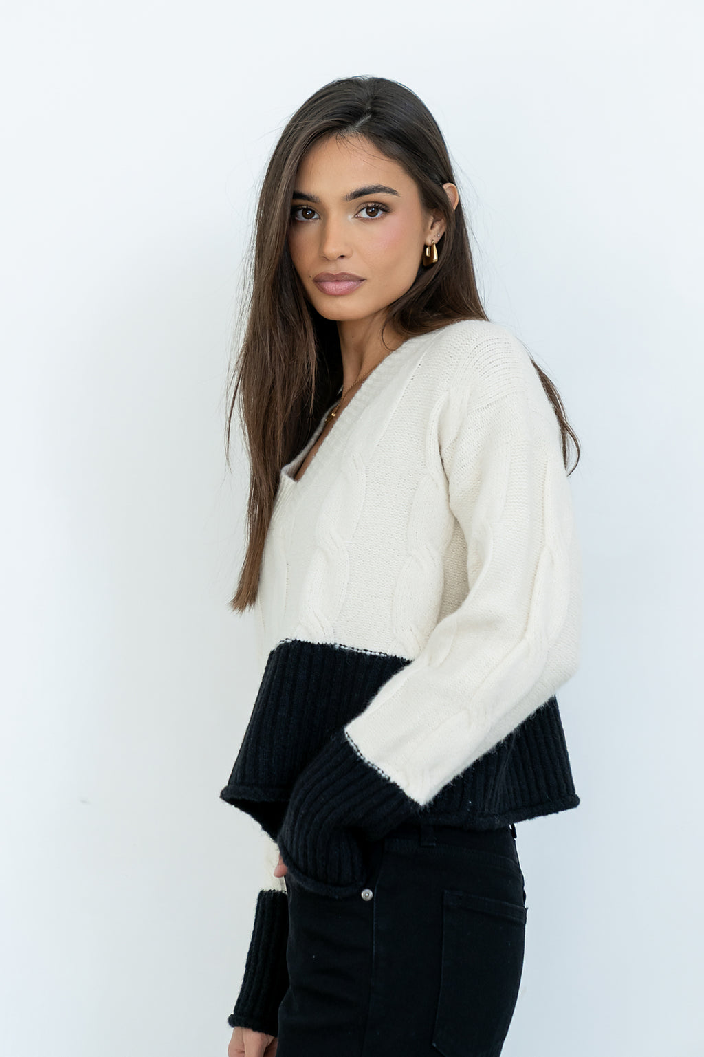 Beckham Cable Knit Sweater in Oatmeal