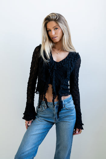 Joy Ruffle Top in Black - FINAL SALE