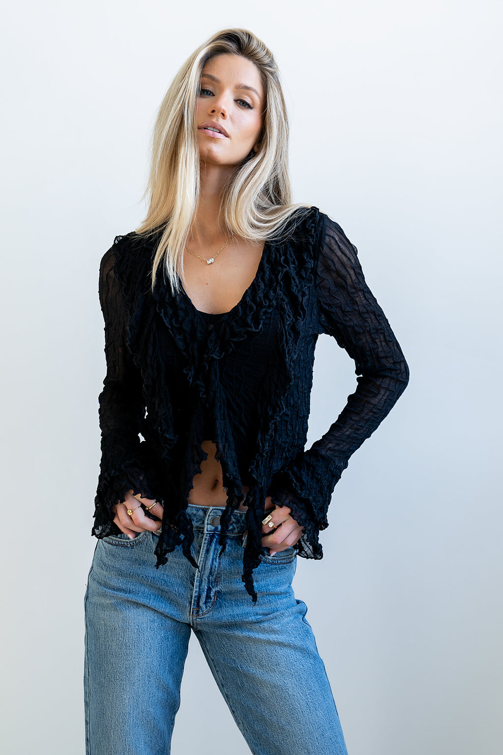 Joy Ruffle Top in Black - FINAL SALE