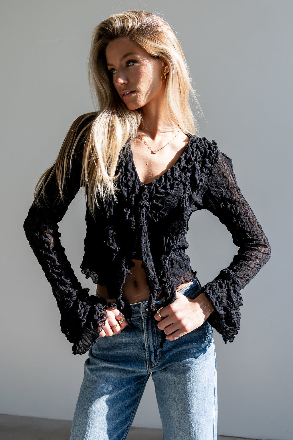 Joy Ruffle Top in Black - FINAL SALE