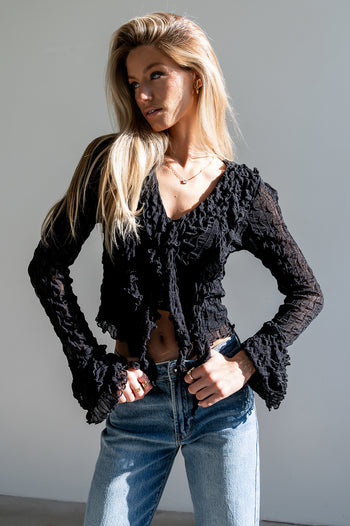 Joy Ruffle Top in Black - FINAL SALE