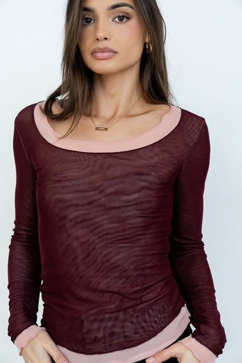 Lex Layered Mesh Top in Purple - FINAL SALE