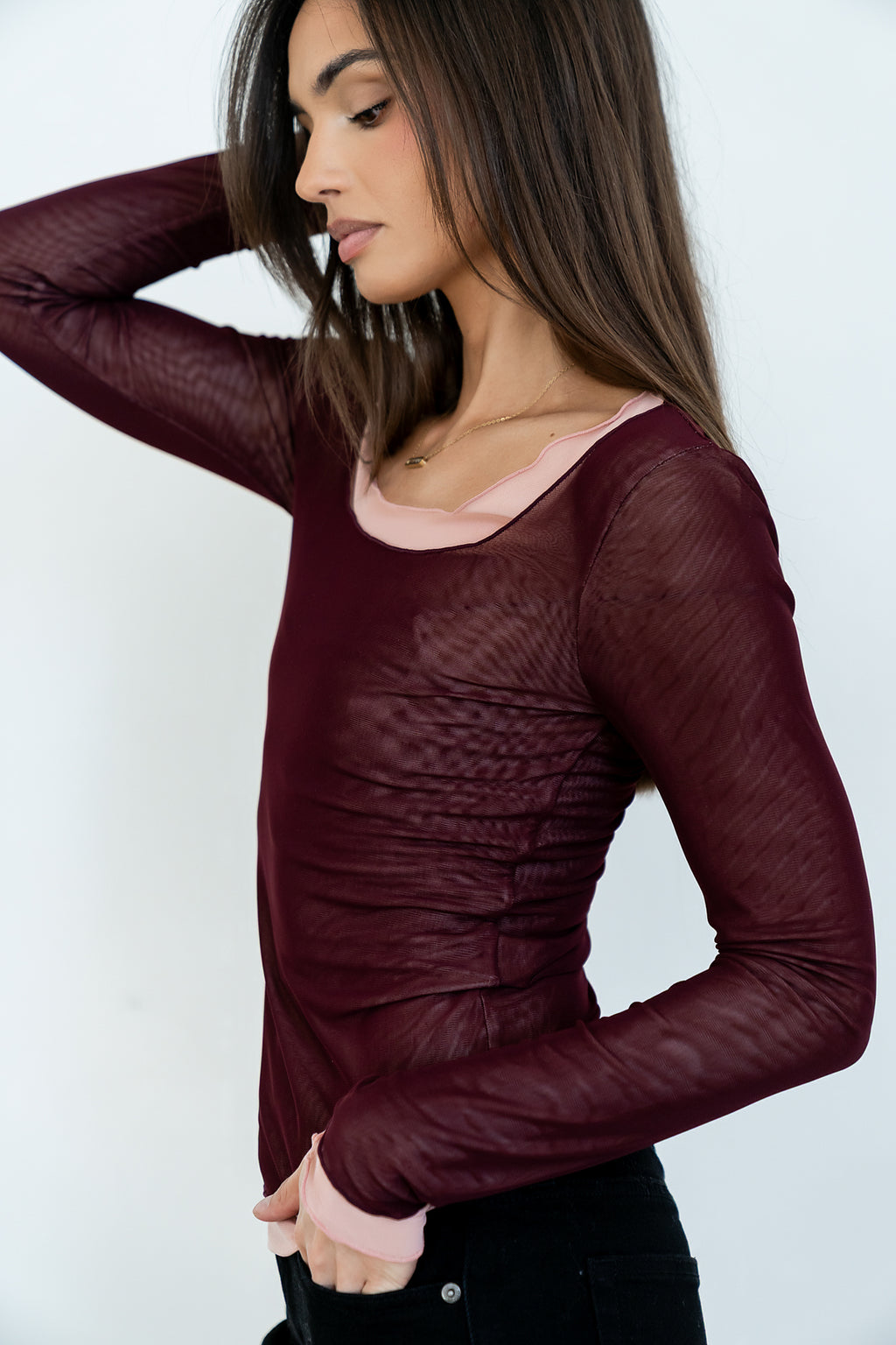 Lex Layered Mesh Top in Purple - FINAL SALE
