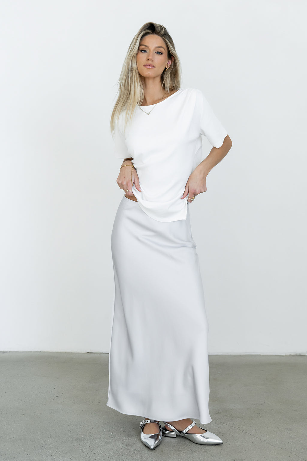 Stan Ruched Top in White - FINAL SALE