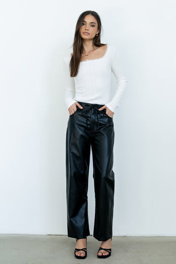 Priya Vegan Leather Wide Leg Pants - FINAL SALE