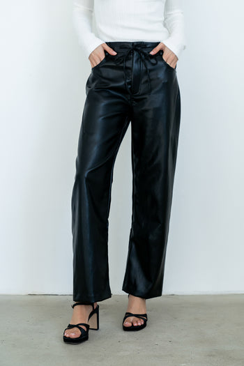 Priya Vegan Leather Wide Leg Pants - FINAL SALE