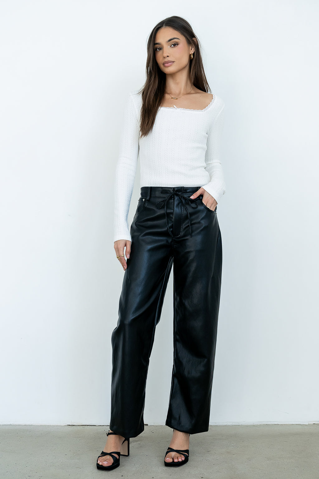 Priya Vegan Leather Wide Leg Pants - FINAL SALE