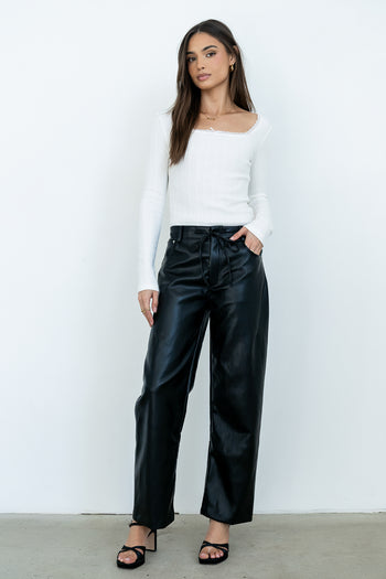Priya Vegan Leather Wide Leg Pants - FINAL SALE