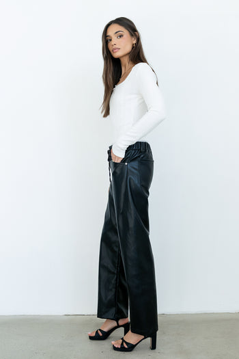 Priya Vegan Leather Wide Leg Pants - FINAL SALE
