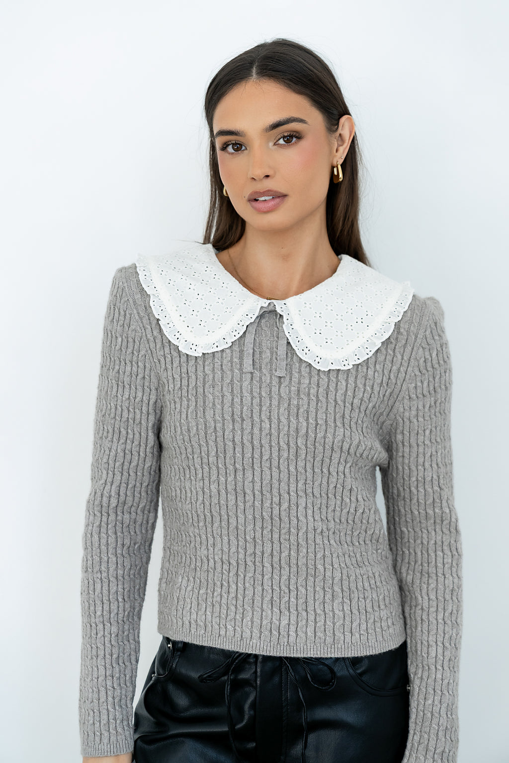 Bobbi Collared Sweater in Grey - FINAL SALE