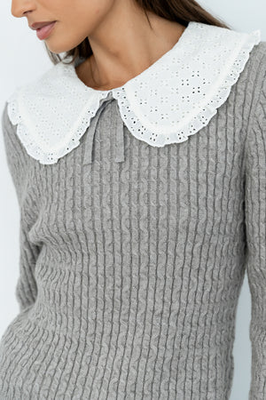 Bobbi Collared Sweater in Grey - FINAL SALE