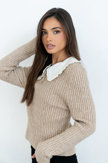 Bobbi Collared Sweater in Mocha - FINAL SALE
