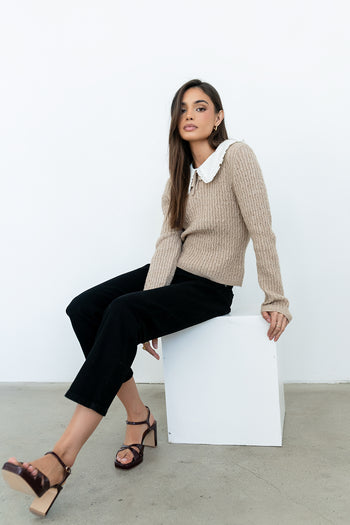Bobbi Collared Sweater in Mocha - FINAL SALE