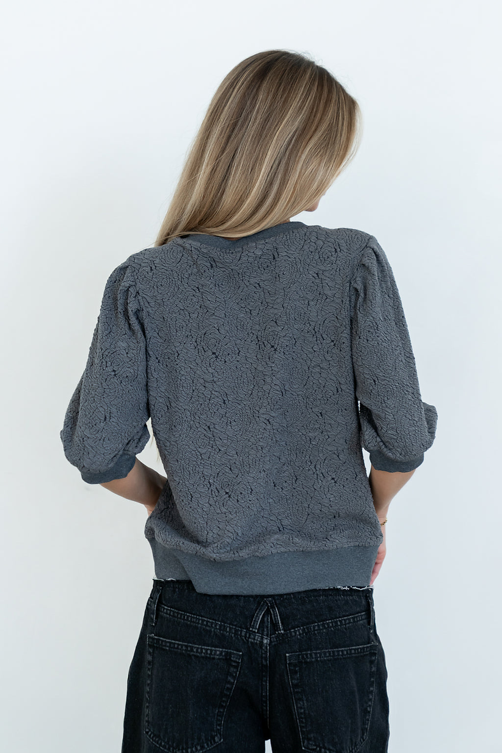 Marrel Textured Top in Charcoal - FINAL SALE