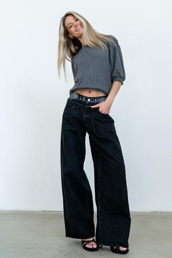 Marrel Textured Top in Charcoal - FINAL SALE