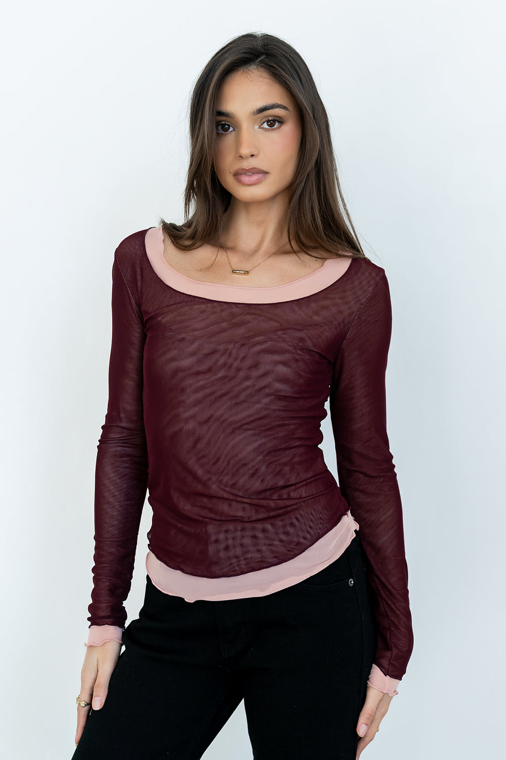 Lex Layered Mesh Top in Purple - FINAL SALE