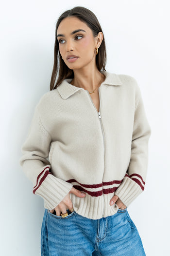 Polly Knit Jacket in Oatmeal - FINAL SALE