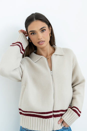 Polly Knit Jacket in Oatmeal - FINAL SALE