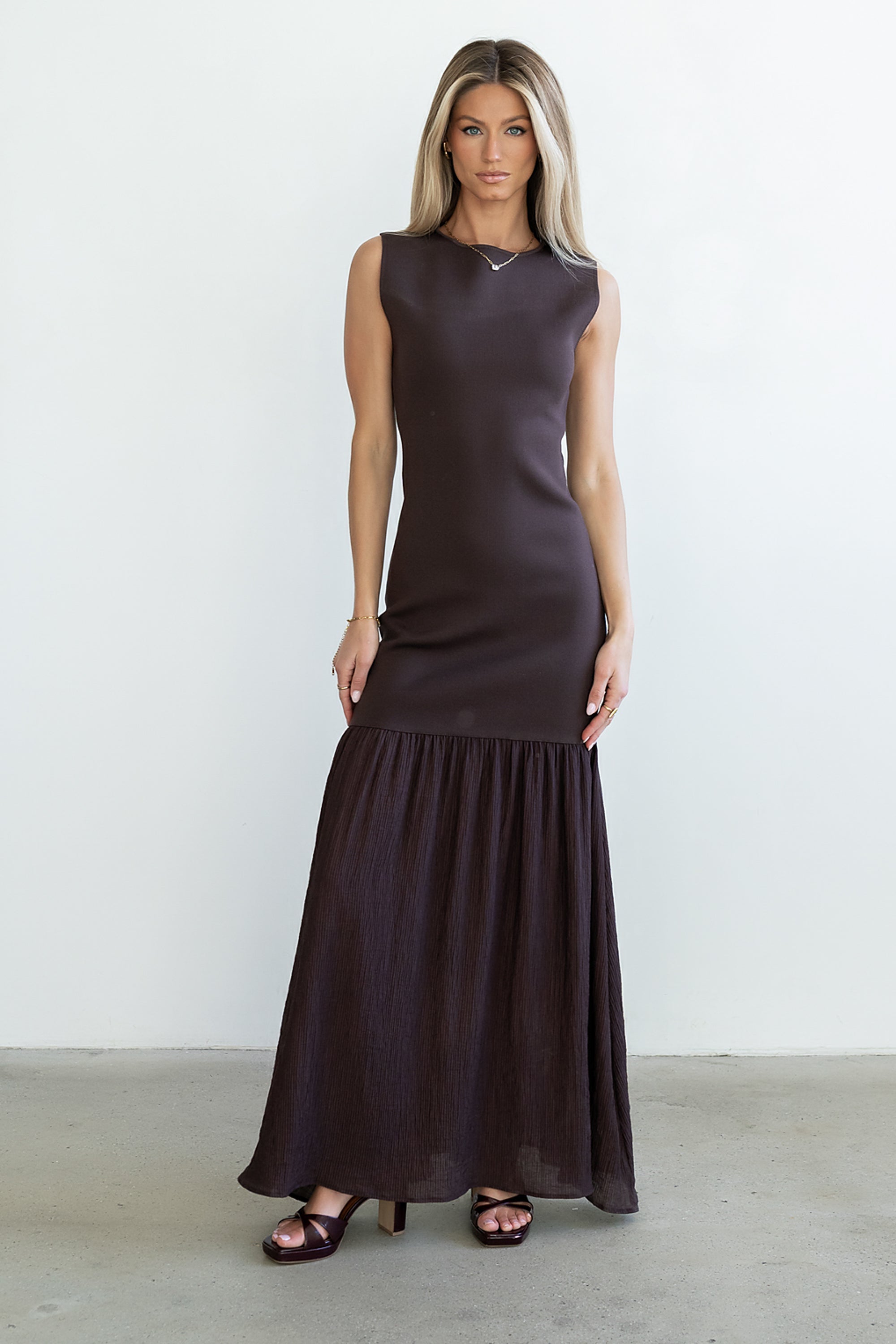 mermaid maxi dress Lindsey Mermaid Maxi Dress in Brown