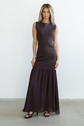 Lindsey Mermaid Maxi Dress in Brown - FINAL SALE
